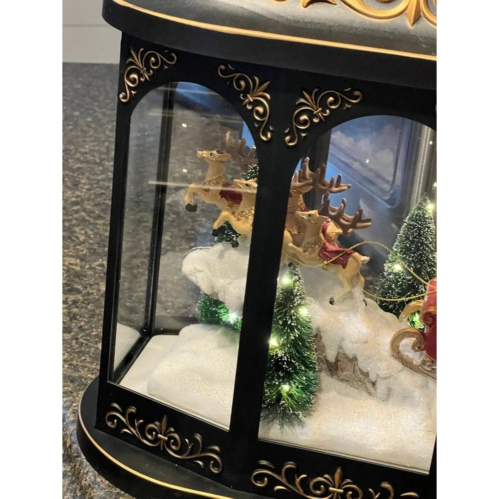 Christmas Illuminated Lantern with Interior Holiday Scene by Valerie Parr Hill